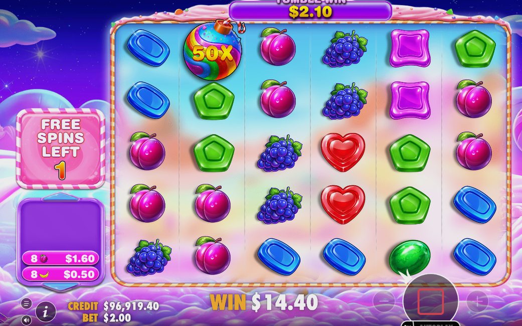 Free Spins counter with Multiplier bomb tiles on the reels