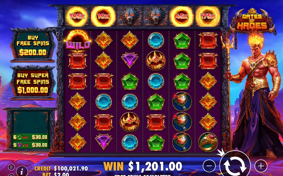 Win screen for a cluster multiplied by WILD METER