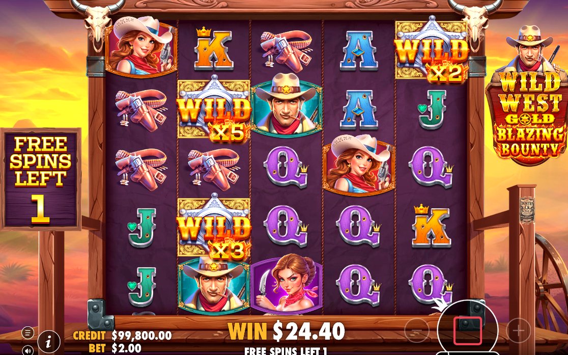 Free spins round with WILD symbols held in place
