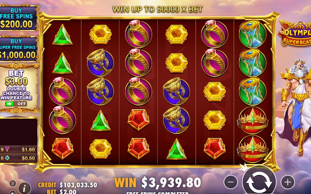 Win screen after a tumble sequence